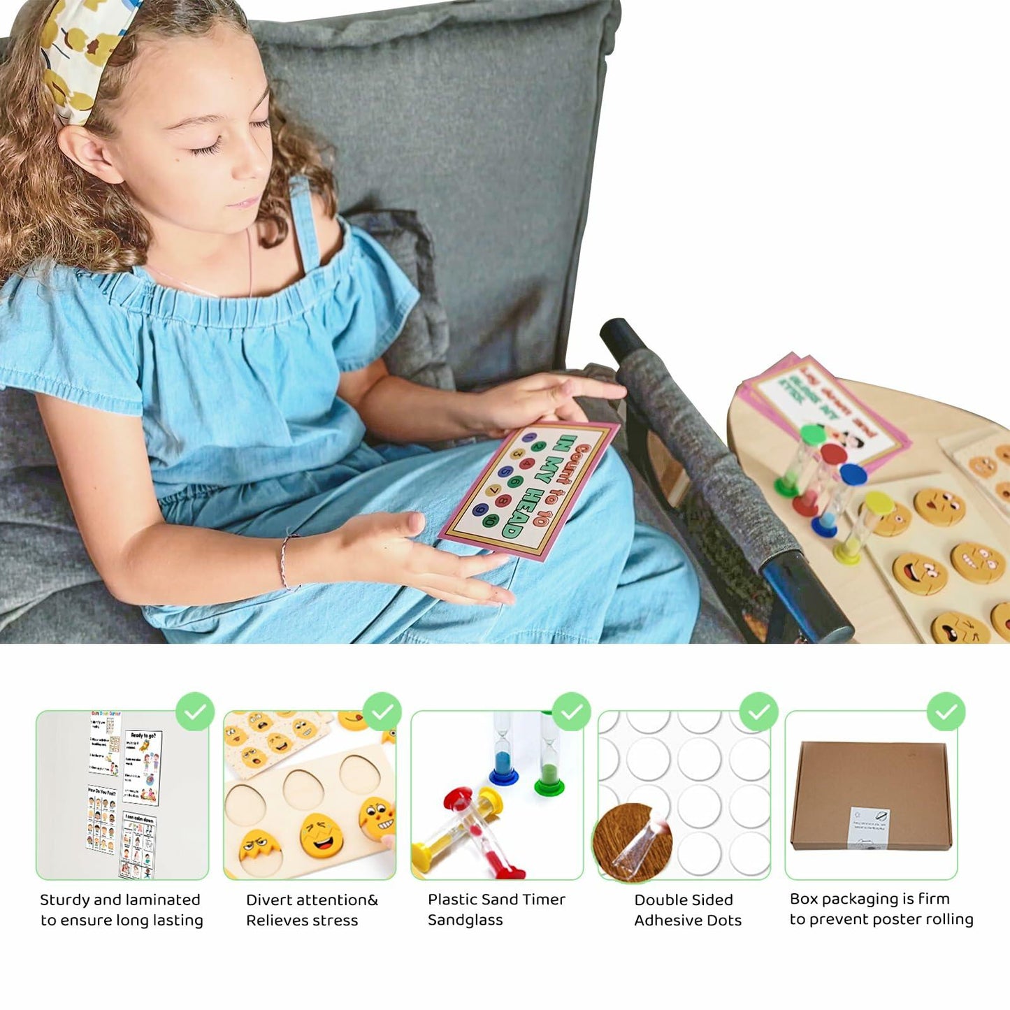 Roromonia Calming Corner Kit with Posters Feelings Chart Wooden Puzzle