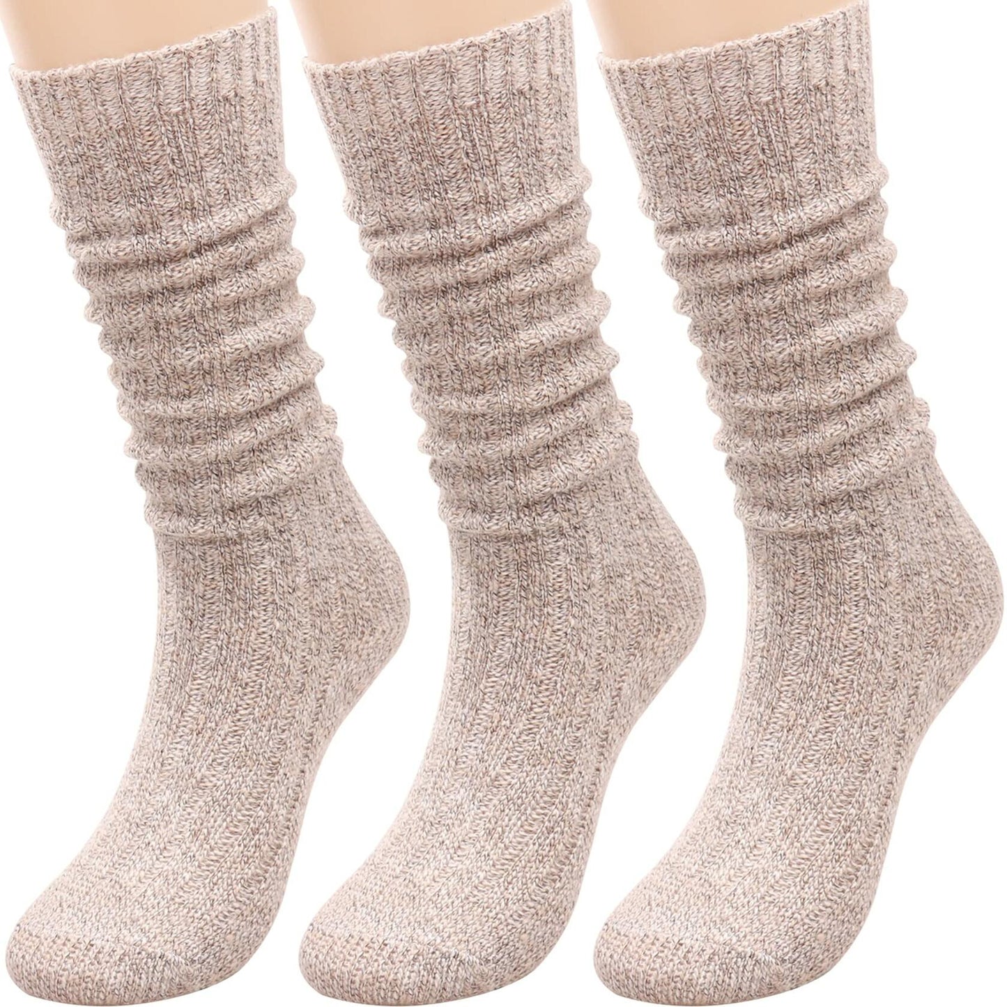 TINTAO Women Winter Wool Cable Knit Knee High Boot Socks 3 Pairs Size 5-11 A06