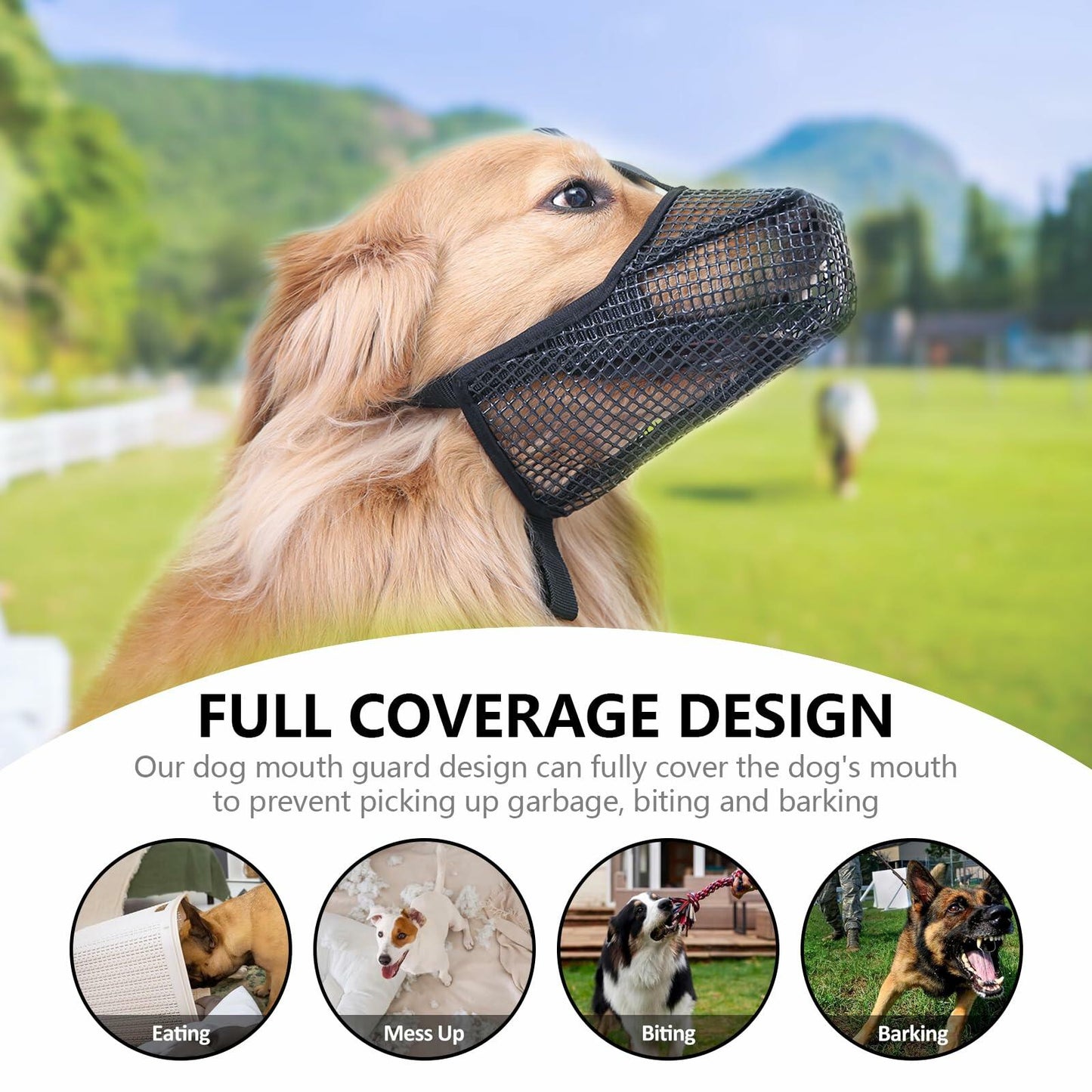 Herrypiggy Dog Muzzle Breathable Mesh Allows Panting Drinking L Black Size L