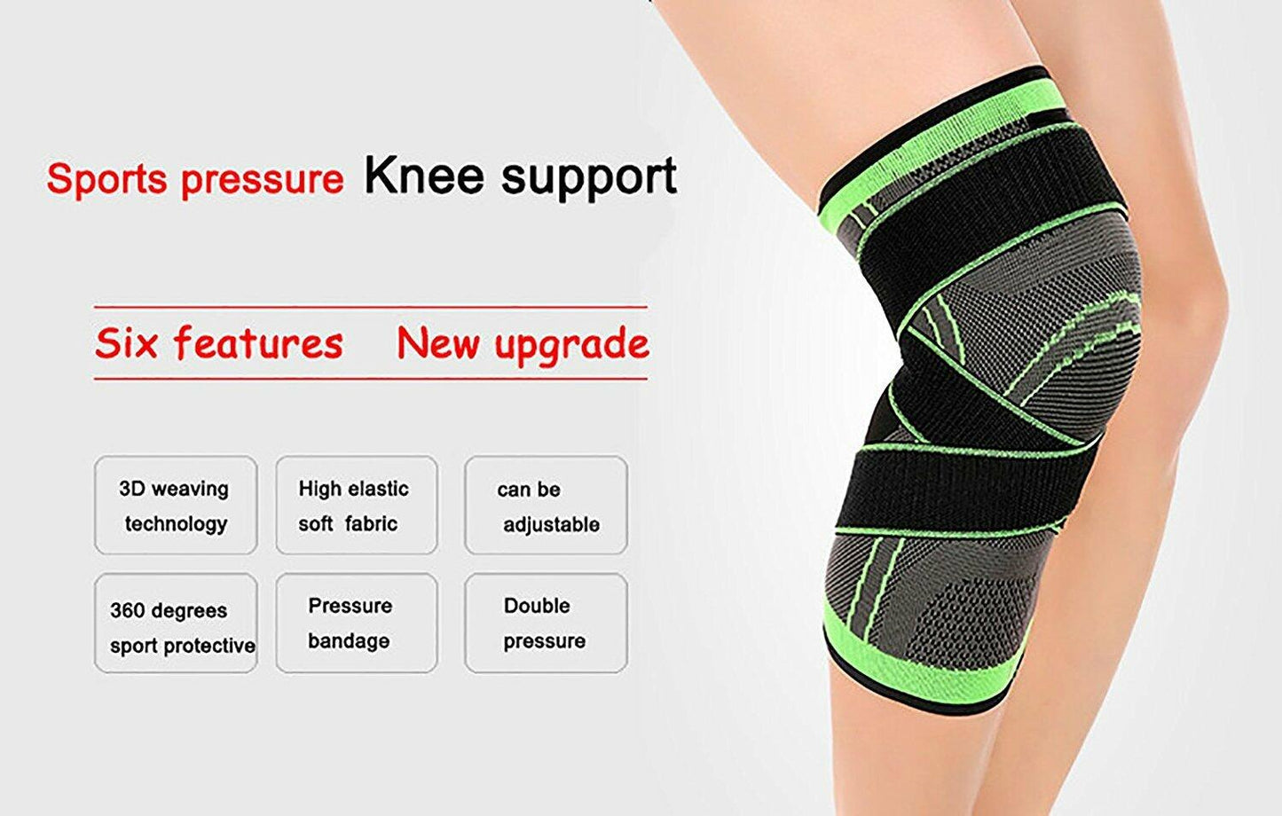 ASOONYUM Knee Sleeve Compression Support Joint Pain Relief Green Single Size XL