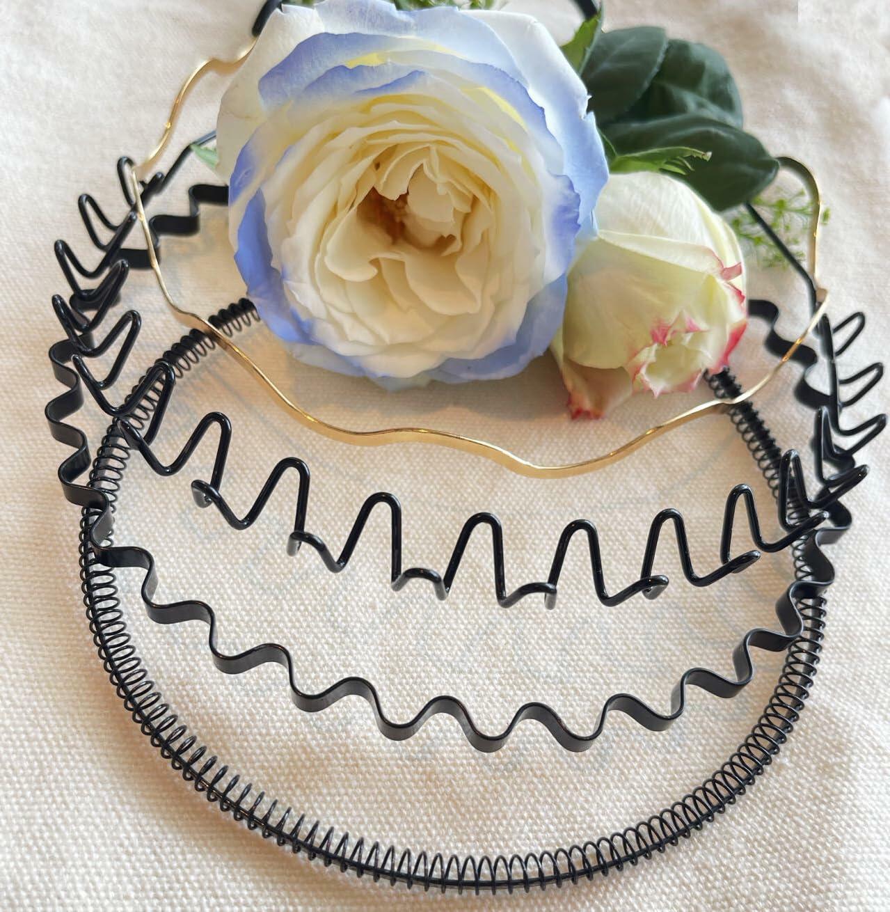 WEIMAISI 4pcs Black Metal Wavy Non Slip Hair Hoop Headband Accessories