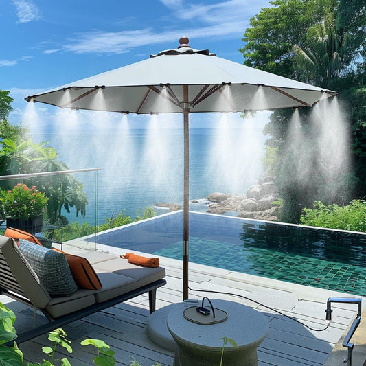 UBYNID 82FT Patio Misting System 21 Brass Nozzles Outdoor Cooling Adapter