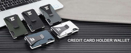 Team Gainz Mens Metal RFID Wallet with Airtag Holder Blue W/ Strap