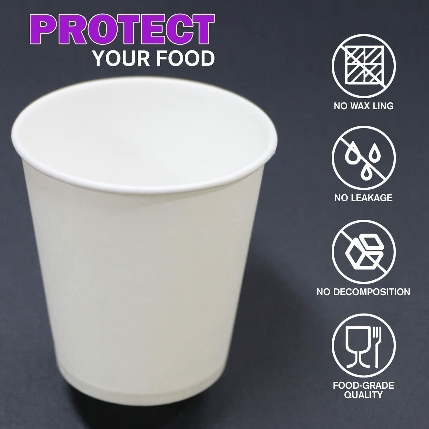 Smygoods Disposable Paper Coffee Cups White 10 OZ 100 Count Hot Beverage