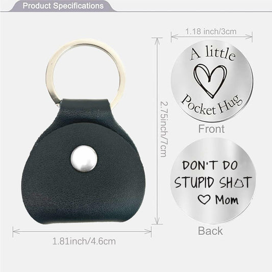 HHXFLY Pocket Hug Leather Keychain Inspirational Gift Box Small