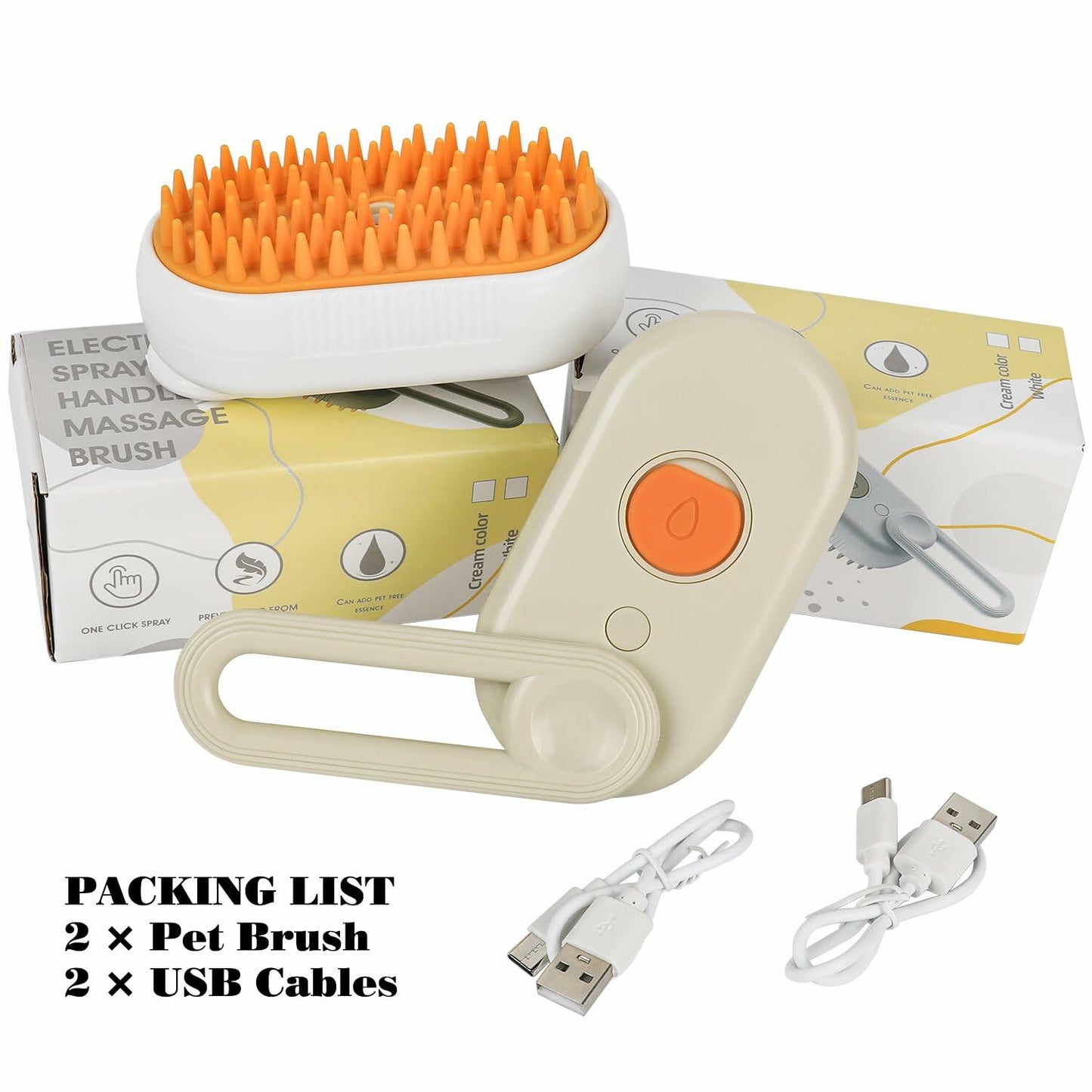 Ayaseen Cat Steam Brush 2PCS Rechargeable Flea Anti-Static Massage Comb