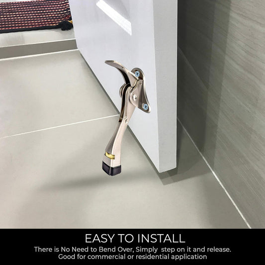 HOME&I Easy Pedal Kick Down Door Stop Chrome 4 Inch 1 Pack Height-Adjustable