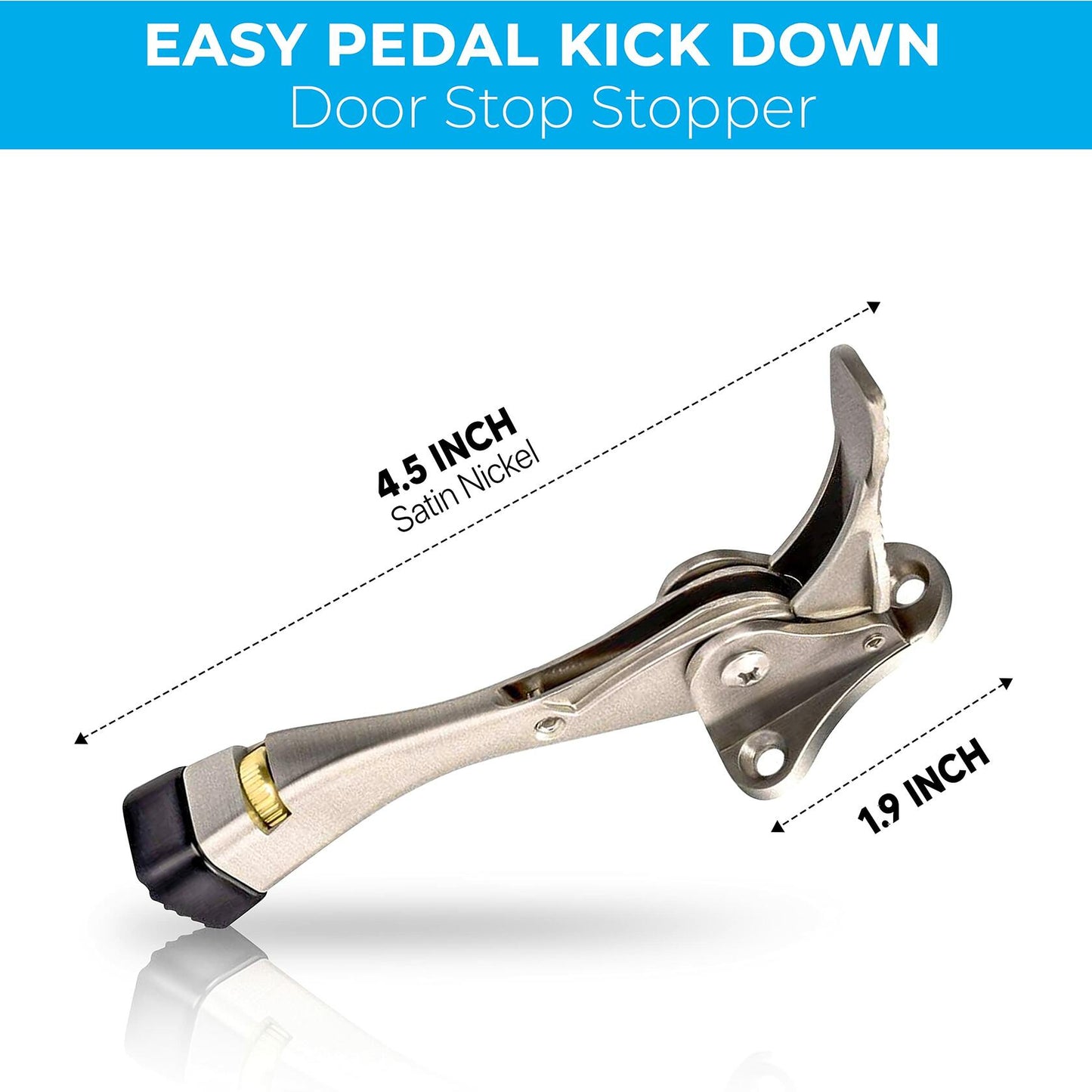 HOME&I Easy Pedal Kick Down Door Stop Chrome 4 Inch 1 Pack Height-Adjustable