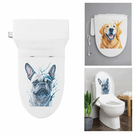 ROLY BEE 2 Sheets Funny Dog Toilet Cover Stickers 9.84x7.87 Multicolor PVC