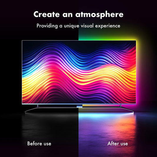 DTQJ RGB LED TV Backlight Strip 13.1ft USB Music Sync Bluetooth Remote