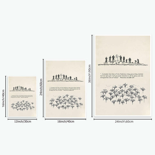 ZETCGSH Vintage Matthew 6:28 Bible Verse Christian Poster 12x16 Unframed