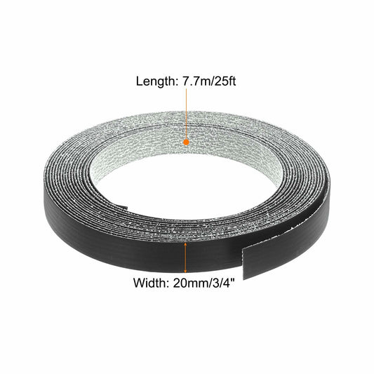 uxcell Edge Banding 3/4in x 25ft Pre-Glued Embossed Veneer Black PVC
