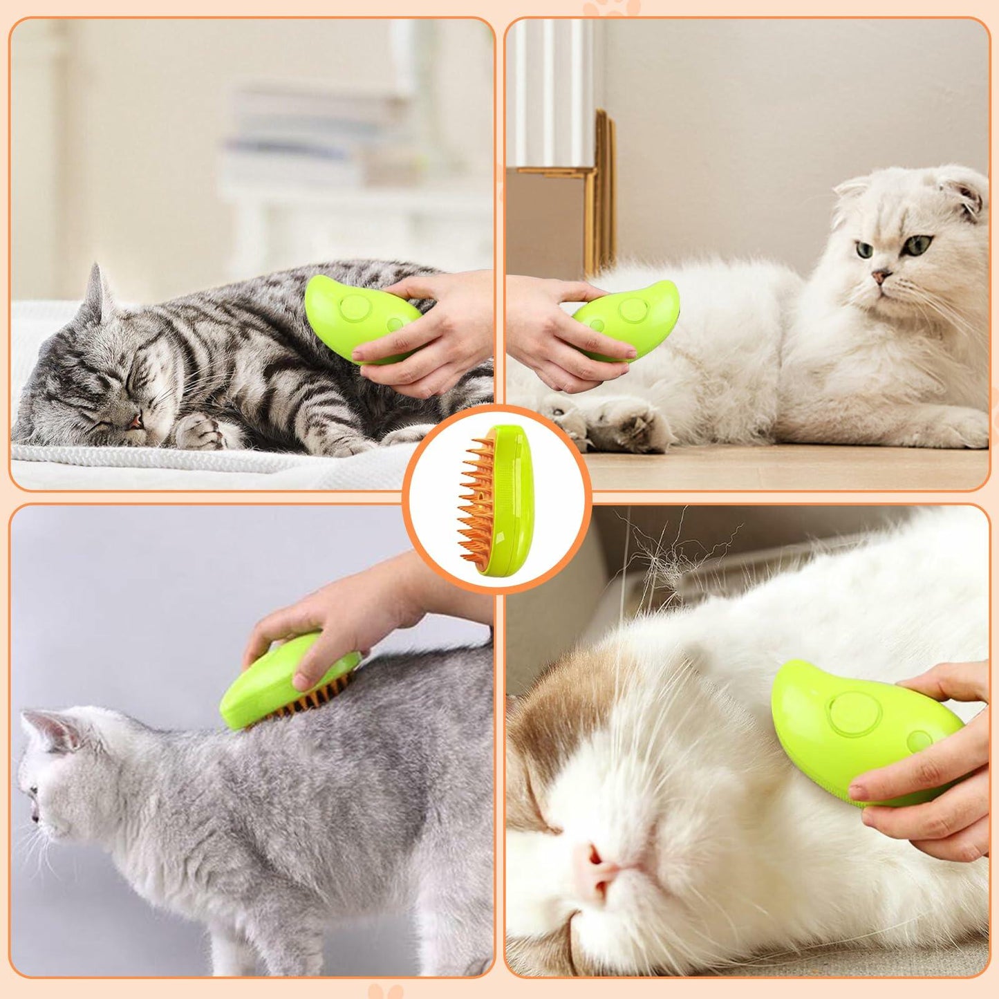 Steamy 3-in-1 Steam Pet Grooming Brush Self-Cleaning Hair Removal for Cats OPEN