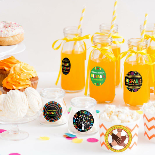 CoquetteBow012 500 Pcs Hispanic Heritage Month Sticker Roll Colorful8