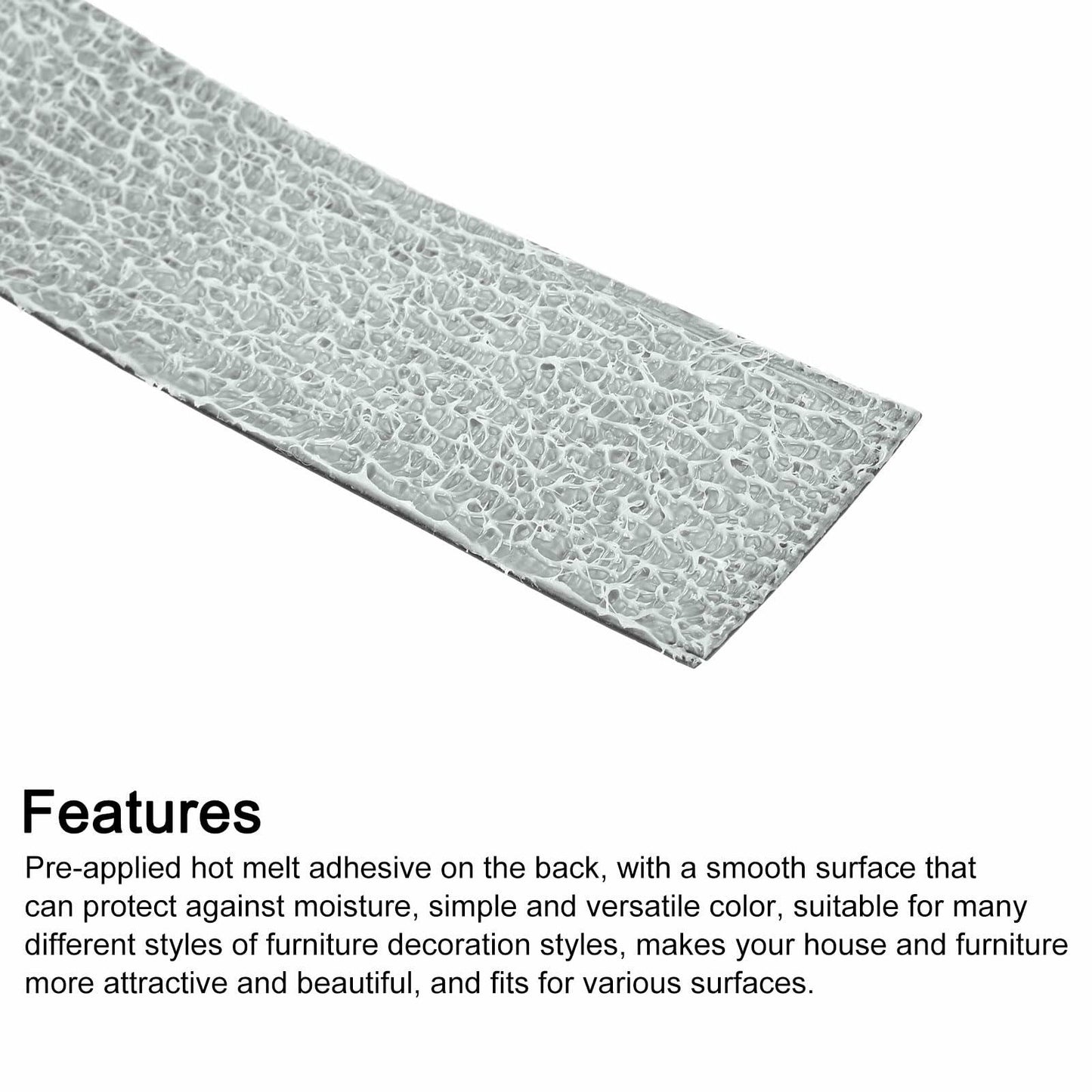 uxcell Edge Banding 3/4in x 25ft Pre-Glued Embossed Veneer Black PVC