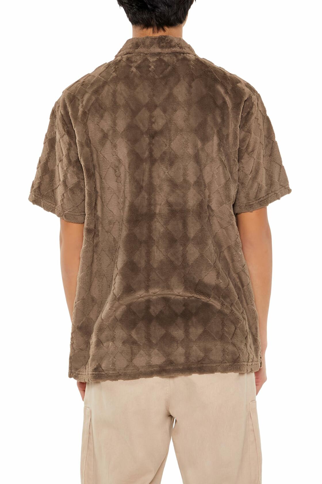 Forever 21 Men's Plush Lattice Shirt Oatmeal X-Large