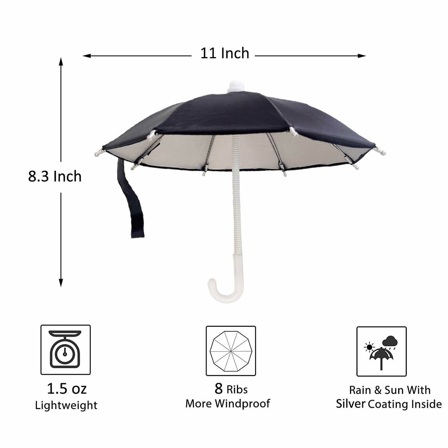 FantasyBear UV Protection Phone Umbrella Adjustable Suction Cup Stand Dark Blue