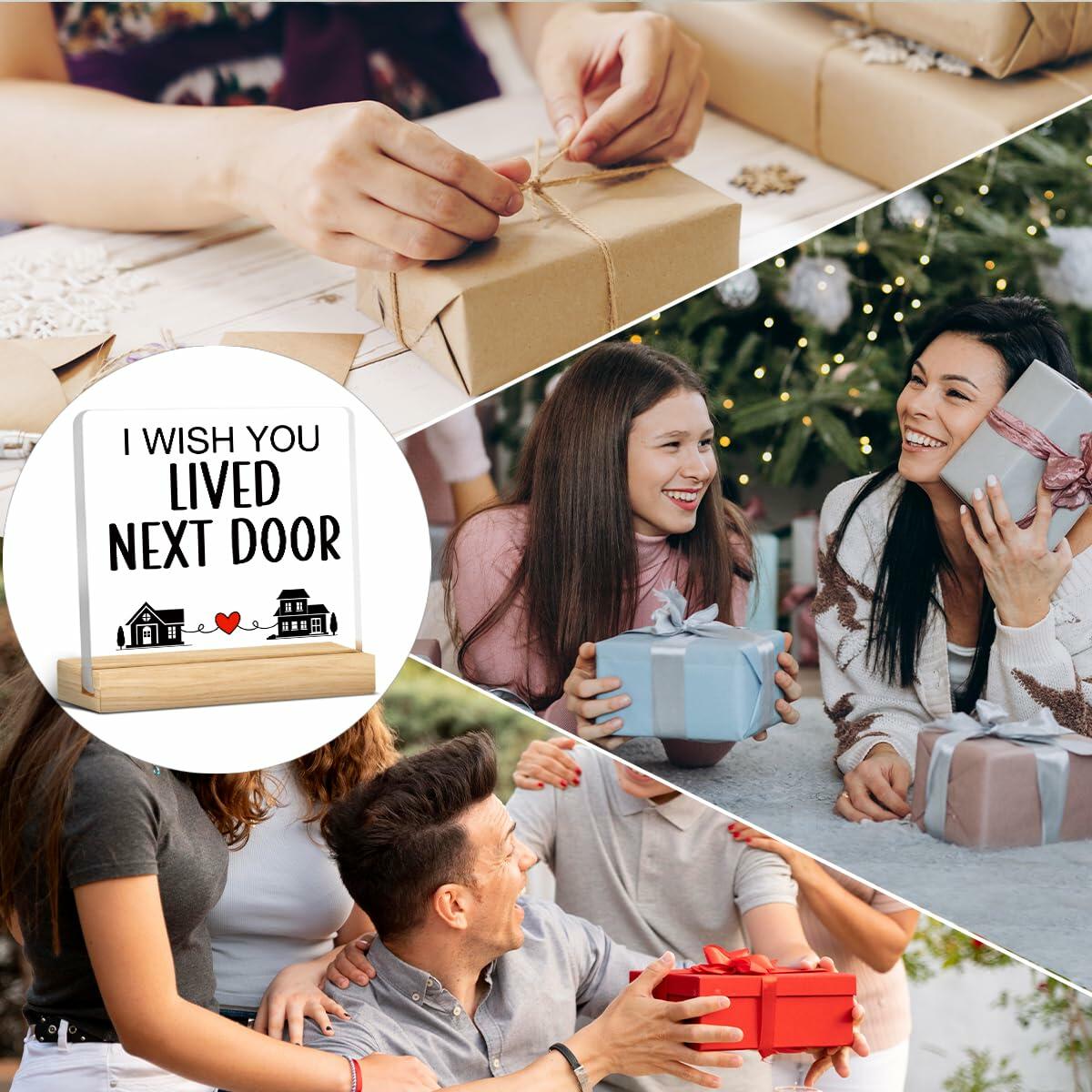 QZJ Friendship Acrylic Desk Sign I Wish You Lived Next Door 4x4 Multicolor