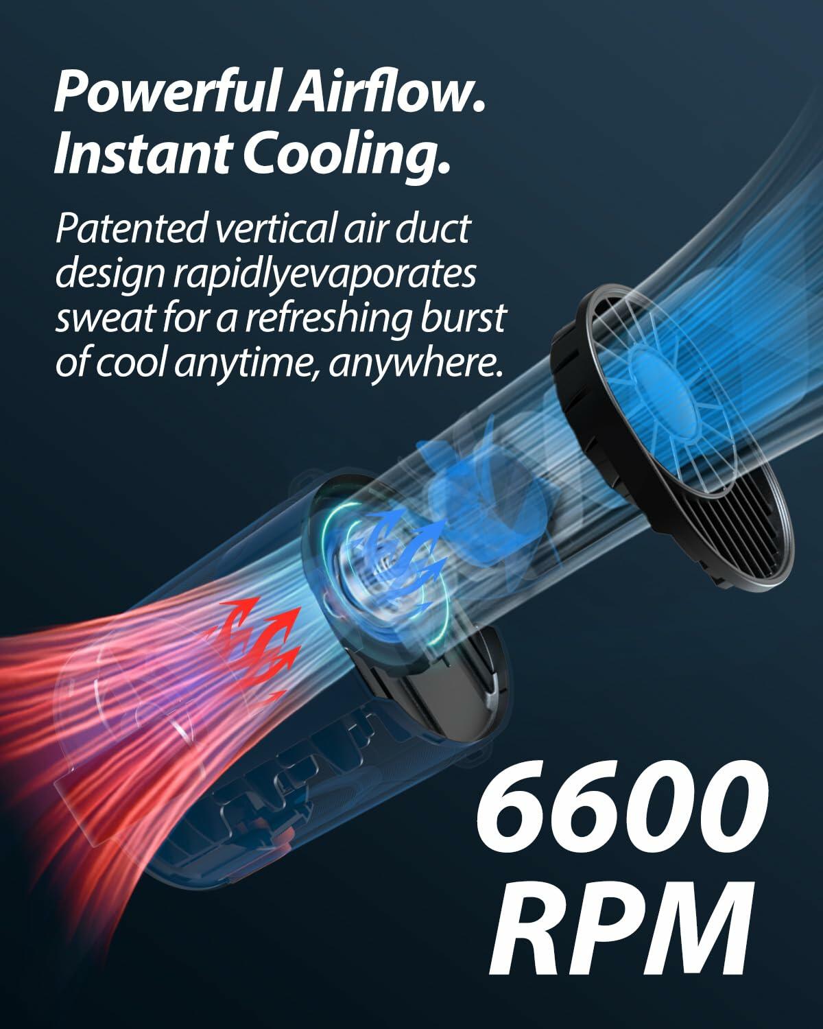 Portable Waist Fan Rechargeable 25H Battery 4 Speed 6600RPM Orange