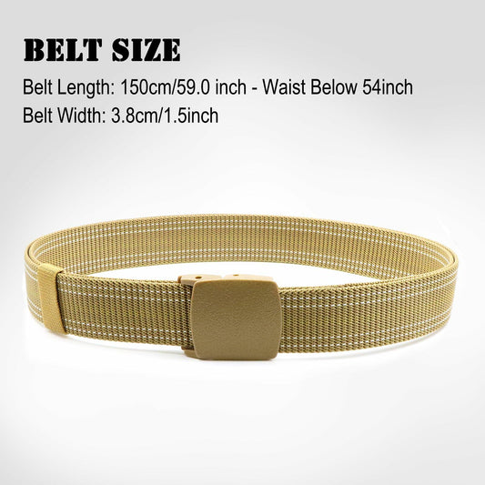 Sworew Men’s Tactical Nylon Belt Adjustable Web Non-Metal Buckle Khaki 54in