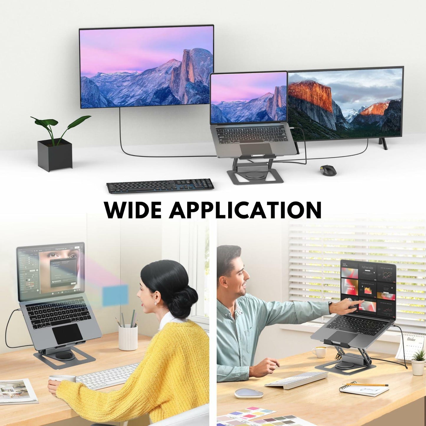 QFI-Cyber 360° Portable Laptop Docking Station USB C Hub 4K HDMI RJ45 Gray