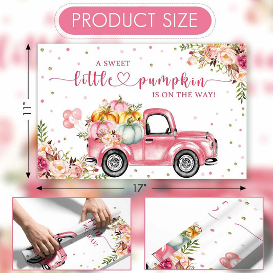 Andrain 50pcs Pumpkin Disposable Paper Placemats 11x17in Pink Flowers