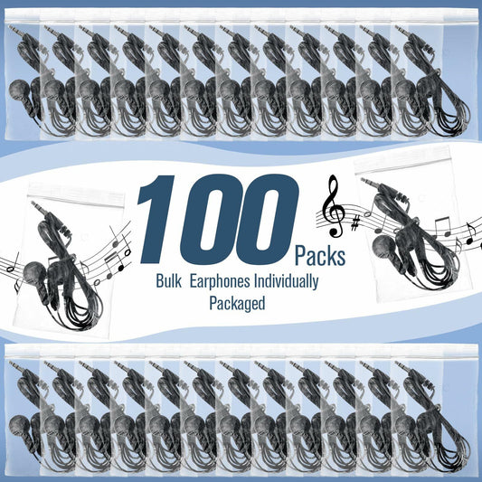 Konohan 100 Pack 3.5mm Earbuds Basic Headphones for Kids Black