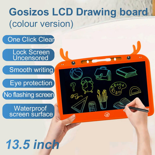 Gosizos Writing Tablet for Kids 13.5 Inch Colorful LCD Erasable Drawing Pad