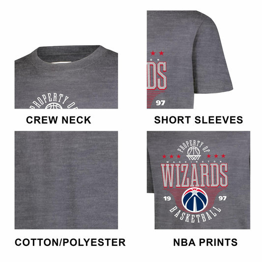 Ultra Game Boys' Mad Props T-Shirt Washington Wizards Heather Charcoal Size 8