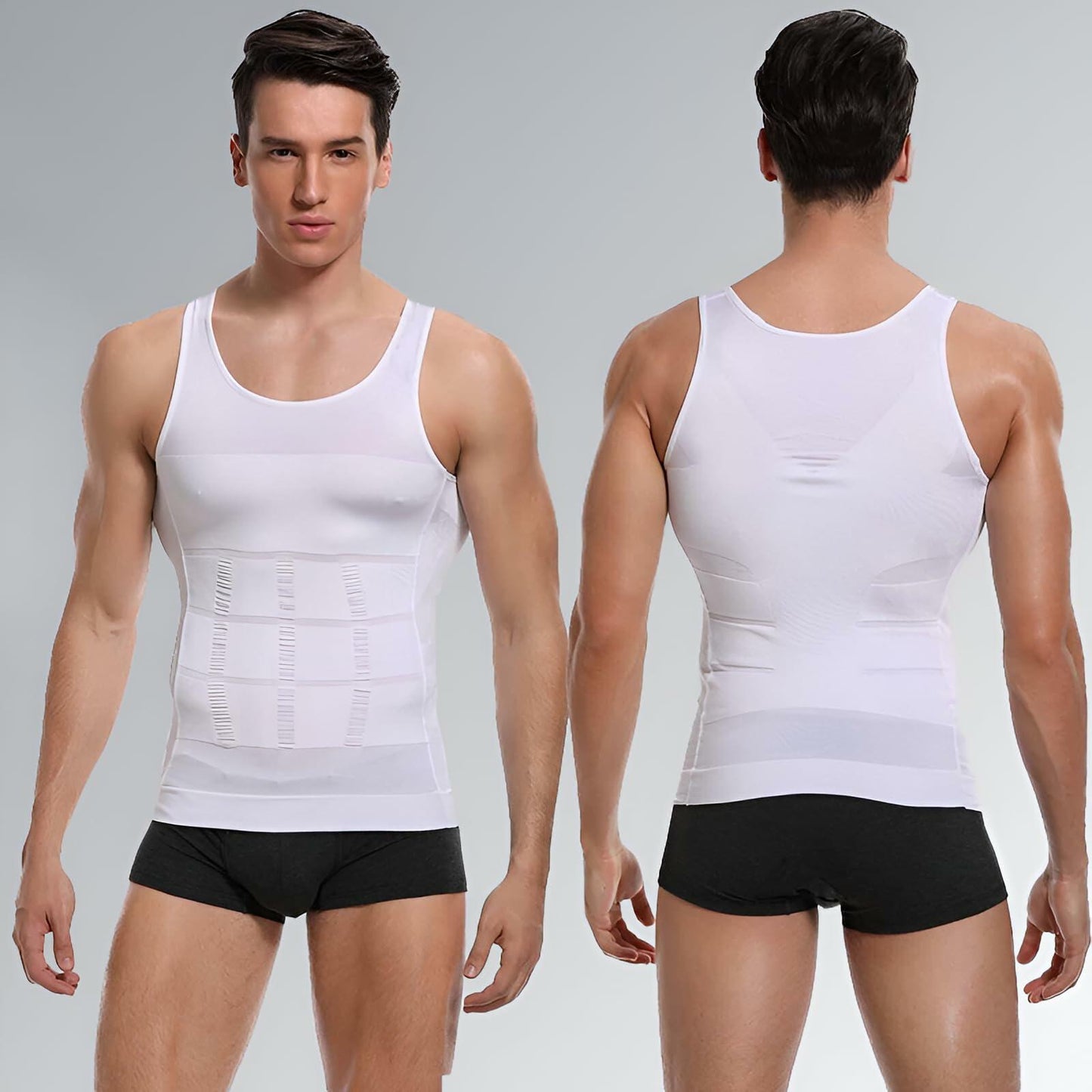 LAURUSHAPE Men's Compression Slimming Tank Top Body Shaper White Size L