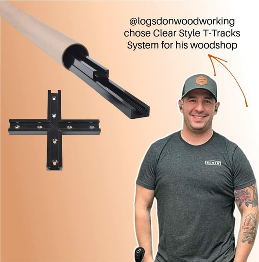 CLEAR STYLE T Tracks Woodworking Double-Cut Universal Intersection Kit 3" Black
