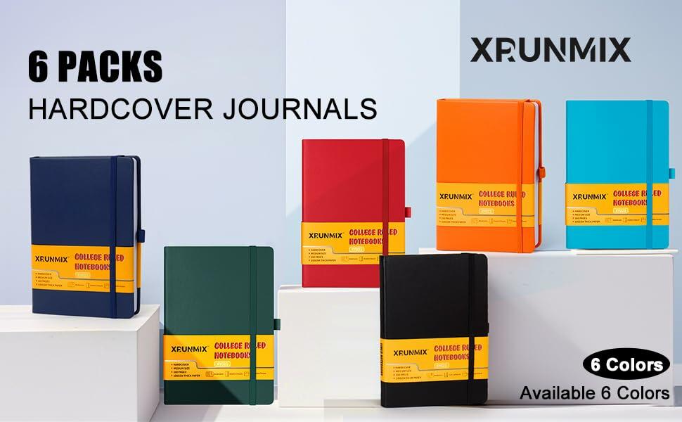 XRUNMIX Lined Journal Notebook 5.7x8in 160 Pages 100 GSM Black 1 Pack