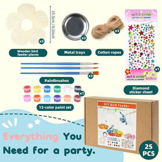 Jestrem Kids DIY Wooden Bird Feeder Kits 3-Pack Outdoor Toys Ages 3-12