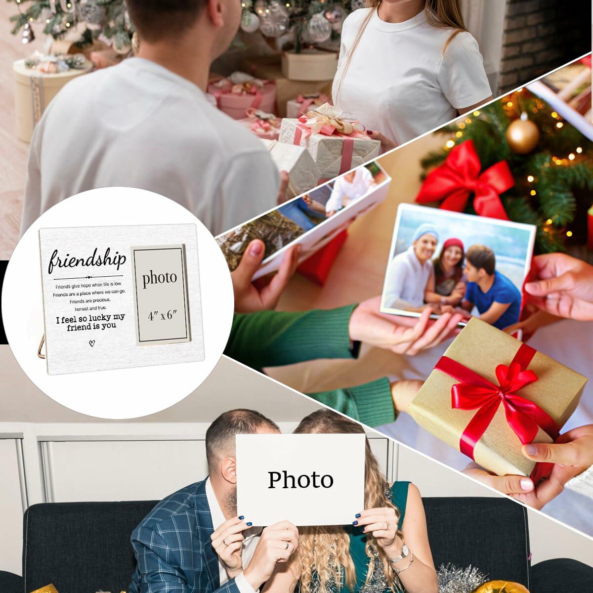 QZJ Friendship Wood Picture Frame Multicolour 4x6 Inch Photo Gift