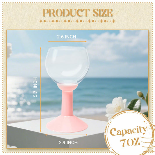 LEYIQU 12Pack 7oz Pink Plastic Wine Glasses Unbreakable Reusable Party