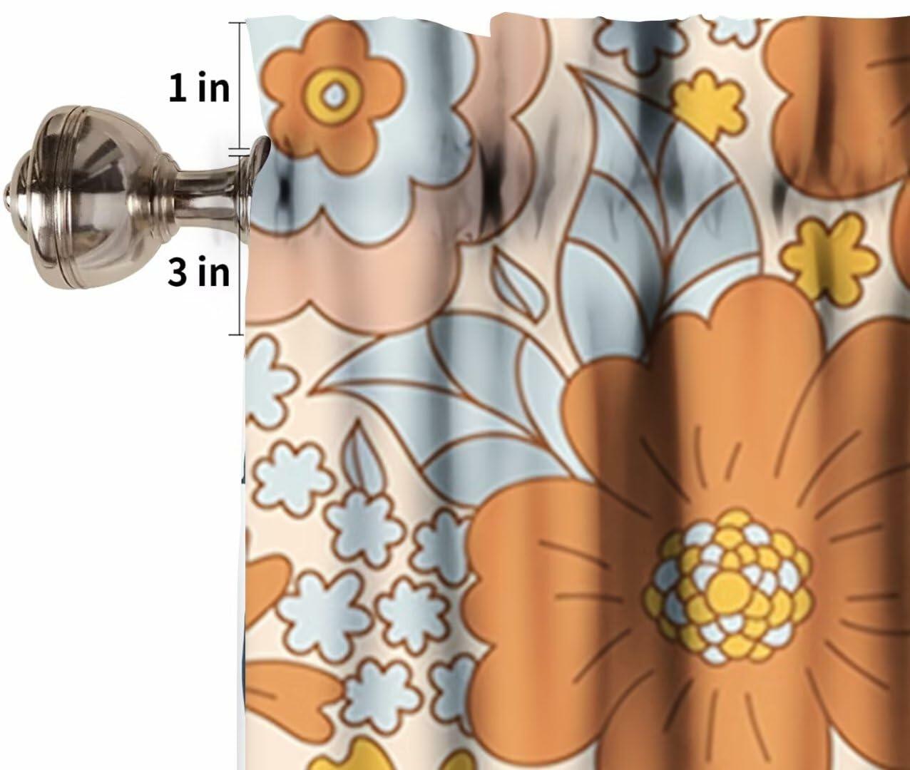 JanJCurt Retro 70s Floral Valance Hippie Flower Power Polyester 54x18in