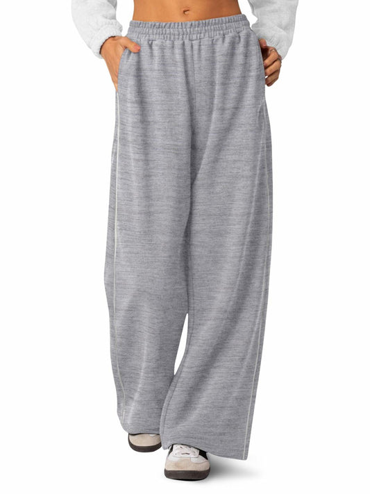 NIMIN Women's High Waist Wide Leg Sweatpants Cotton Light Grey Size M