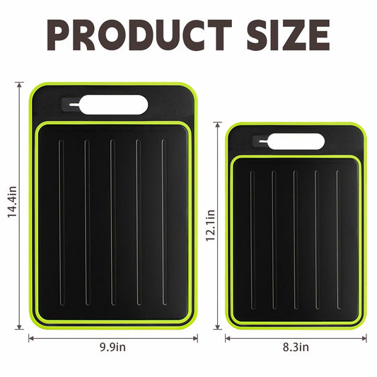 AOWBCGD Cutting Board Double Sided 2 Pcs Large+Small Khaki Stainless Steel