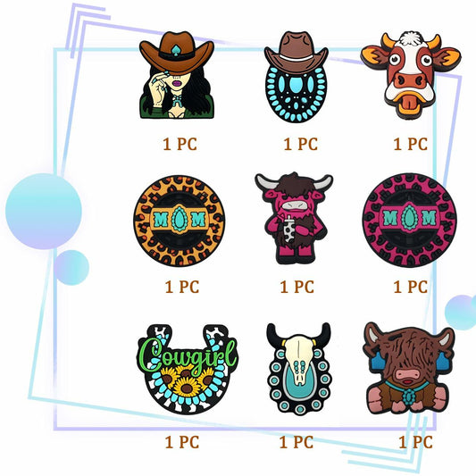 AirSun 9pcs Cowboy & Cow Silicone Beads Orange Small Animal Focal Beads DIY