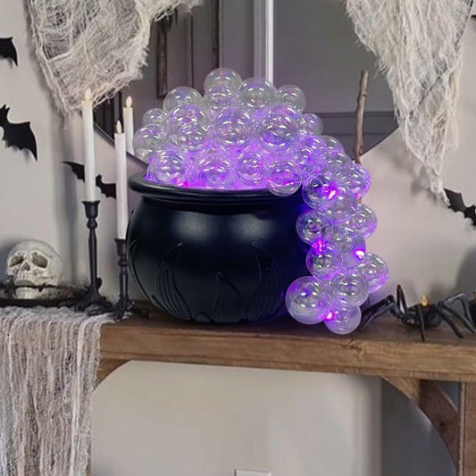 ZUOKEMY Witch Pot Halloween Decoration Light Up Transparent Balls Black