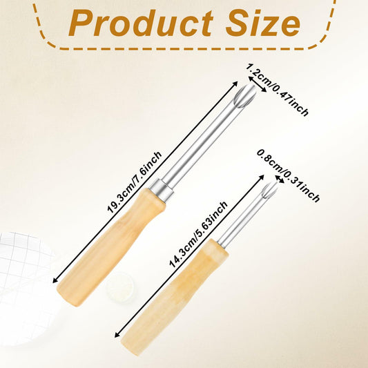 Lusofie 2 Pack Stainless Steel Straw Hole Puncher with Wood Handle