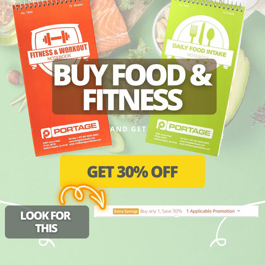 Portage Food Diet Journal 3 Pack Daily Meal Tracker 4x8in 70 Sheets Each