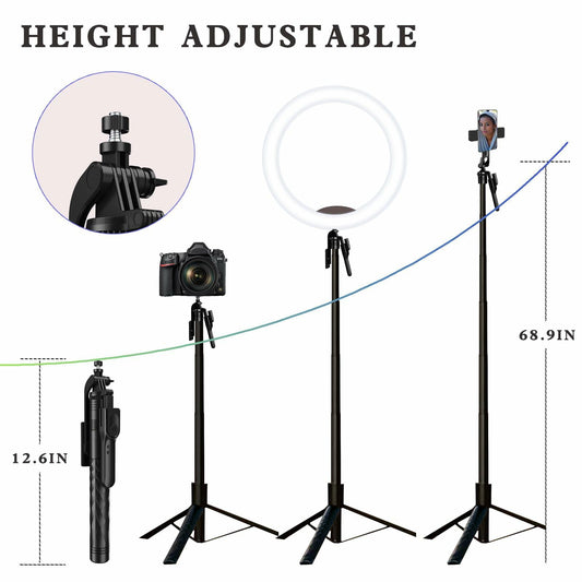 OUSHAACK 69in Phone Tripod Selfie Stick Lightweight Stand with Remote