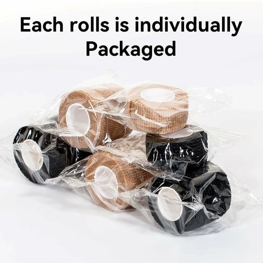 JHGIC Self Adhesive Bandage Tape Wrap 2in x 5yd 16 Rolls Beige Skin Color