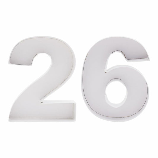 Alkiuyfv 8" Fillable Paper Mache Number Cardboard Letter Tray Container 26 White