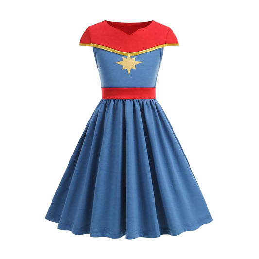 JUIULU Girls Princess Dress Costume Set Blue Size 120 (4-5T)