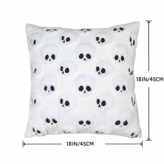 Yuubin Skull Halloween Throw Pillow Covers 18x18in Set of 2 Black Faux Fur