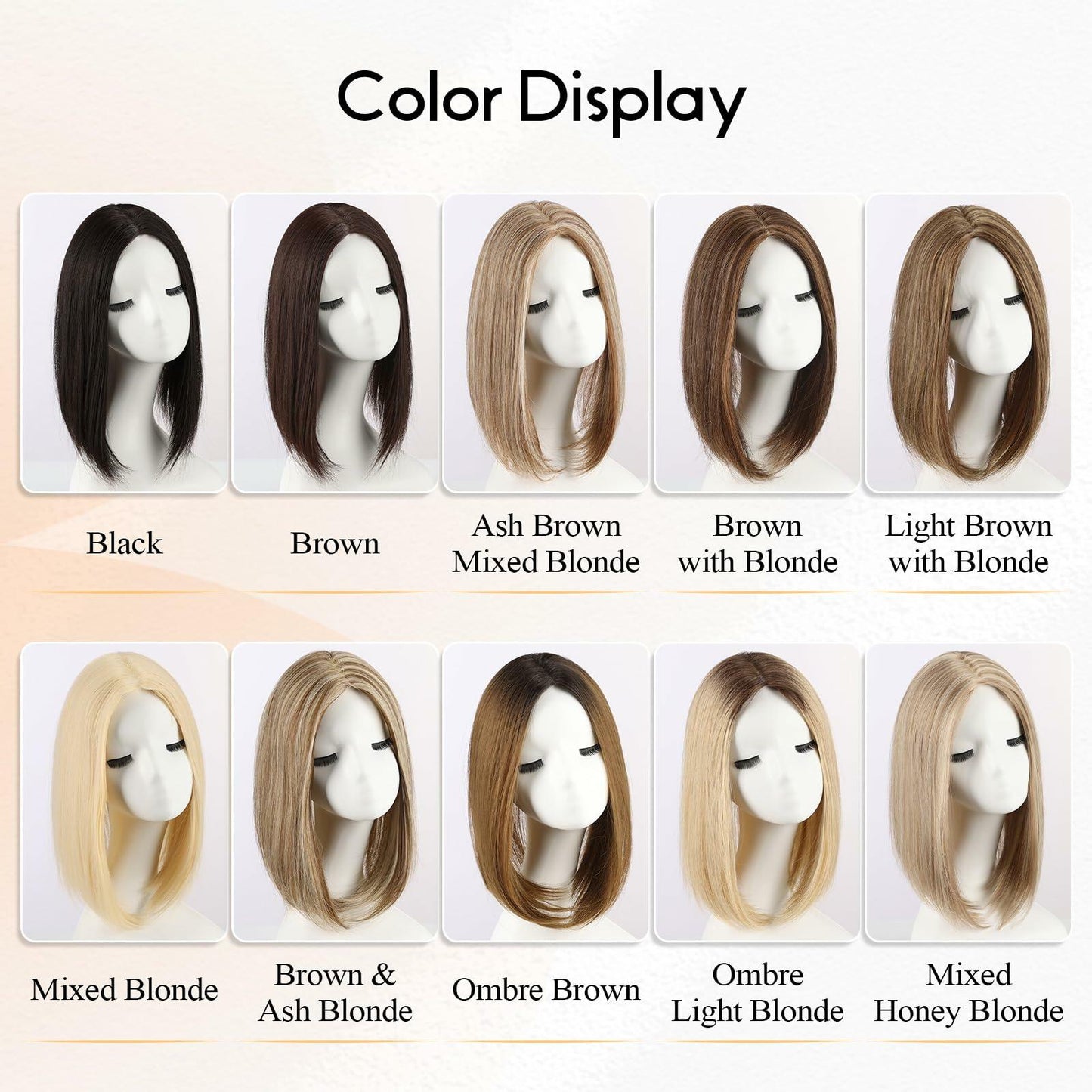 EMMOR 14in Synthetic Hair Topper with 3 Clips 5x3.5 Base Ombre Light Blonde