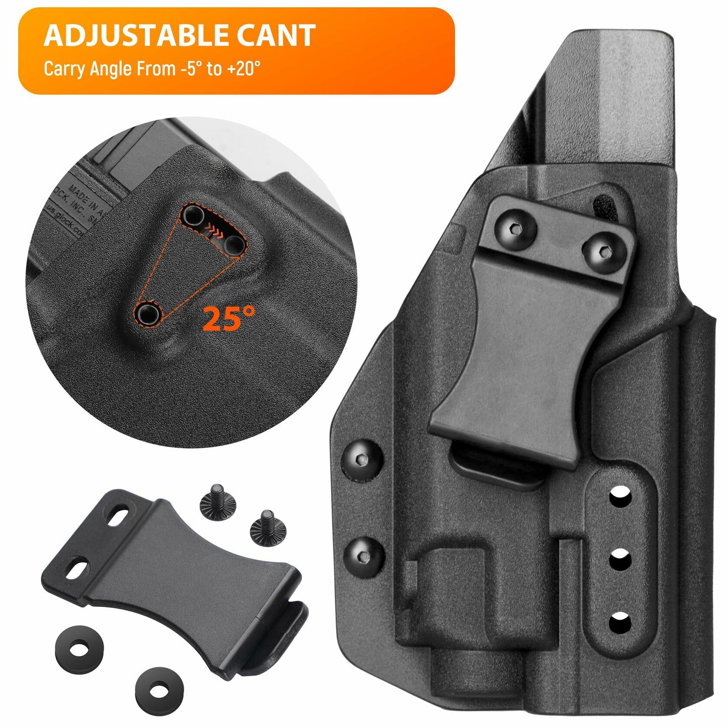 ANOLE IWB Kydex Holster Glock 19 Gen5 Streamlight TLR-8 Right Hand Black