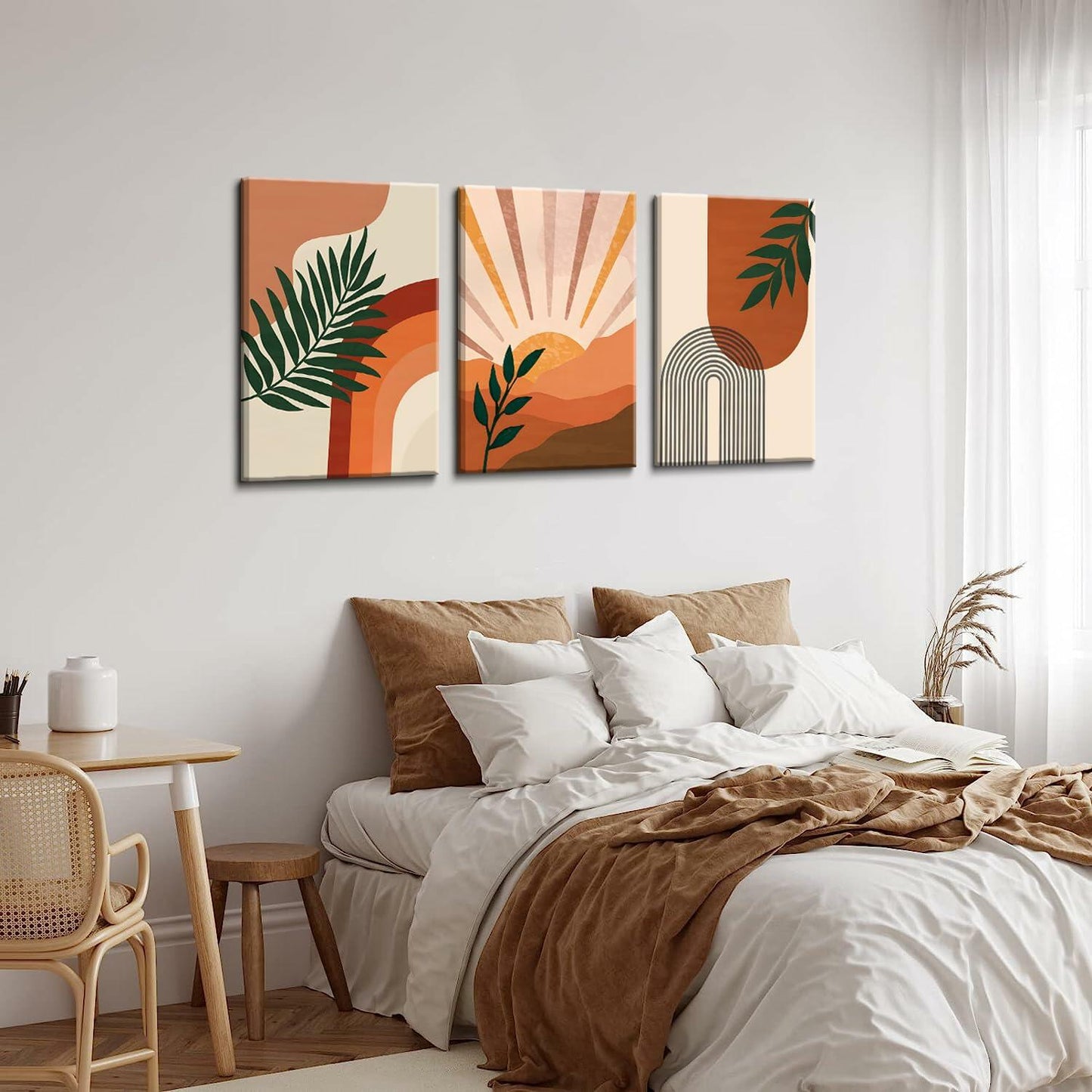 FEOWE 3Pcs Floral Botanical Canvas Wall Art Multicolor 12x16in Set